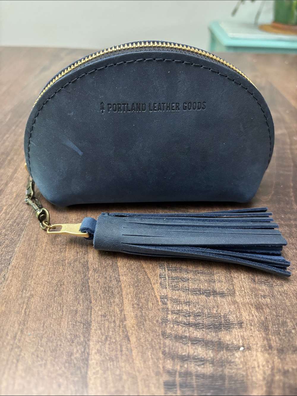 Portland Leather taco Tassel Pouch. Deep water leather
